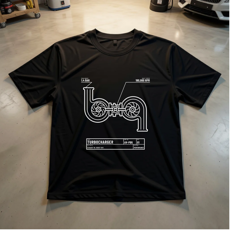 Turbocharger — Turbo Cutaway Schematic Blueprint Tee